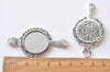 6 pcs Antique Silver Small Fancy Hand Mirror Pendant 31.5x58mm