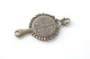 2 pcs Antique Bronze Small Fancy Real Glass Hand Mirror Pendant 31.5x58mm