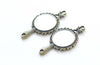 2 pcs Antique Bronze Small Fancy Real Glass Hand Mirror Pendant 31.5x58mm