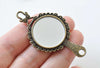 2 pcs Antique Bronze Small Fancy Real Glass Hand Mirror Pendant 31.5x58mm