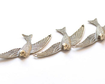 10 pcs Antique Bronze Swallow Bird Dove Charms Two Loops 38x72mm