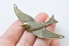 10 pcs Antique Bronze Swallow Bird Dove Charms Two Loops 38x72mm