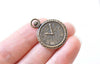 10 pcs of Antique Bronze Round Clock Charms 21x29mm