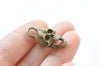 10 pcs of Antique Bronze/Silver Skull Charms 12x29mm