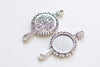6 pcs Antique Silver Small Fancy Hand Mirror Pendant 31.5x58mm