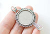 6 pcs Antique Silver Small Fancy Hand Mirror Pendant 31.5x58mm