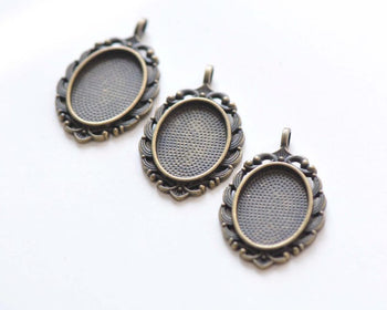 10 pcs of Antique Bronze Oval Cameo Cabochon Base Settings Match 18x25mm Cabochon