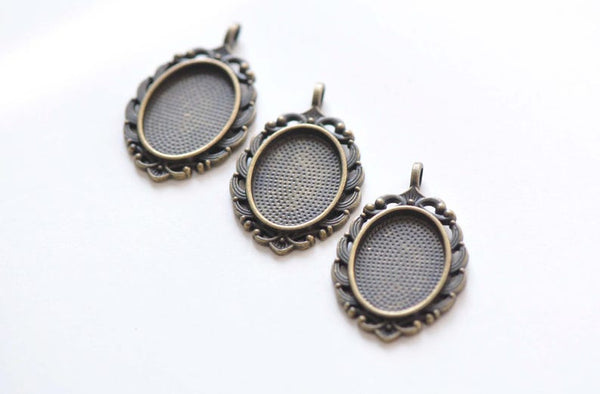 10 pcs of Antique Bronze Oval Cameo Cabochon Base Settings Match 18x25mm Cabochon