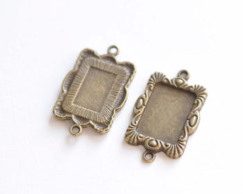 10 pcs Antique Bronze Rectangle Cameo Base Connector 13x18mm A3846