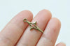 Antique Bronze/Silver Cut Out Four Pointed Star Tiny Charms 10x22mm Set of 50
