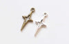 Antique Bronze/Silver Cut Out Four Pointed Star Tiny Charms 10x22mm Set of 50