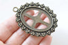 6 pcs of Antique Bronze Oval Cameo Base Pendants Tray Match 30x40mm Cabochon