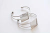 Platinum Silvery Gray Square Bangle Bracelet Blanks Bezel Match 25mm Cabochon Set of 1