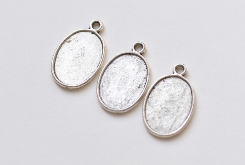 Antique Silver Base Settings Double Sided Match 13x18mm Cabochon Set of 10