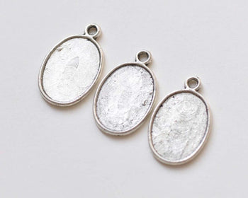 Antique Silver Base Settings Double Sided Match 13x18mm Cabochon Set of 10