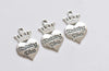 10 pcs of Antique Silver Heart Crown Charms 16x23mm