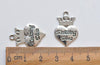 10 pcs of Antique Silver Heart Crown Charms 16x23mm