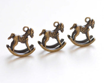 20 pcs Antique Bronze Toy Rocking Horse Charms 20x23mm