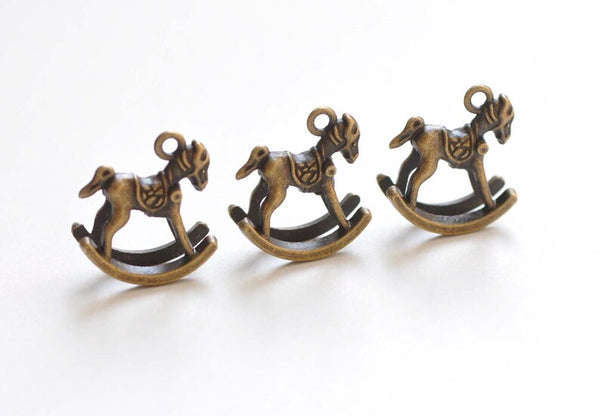 20 pcs Antique Bronze Toy Rocking Horse Charms 20x23mm