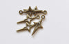 Antique Bronze/Silver Cut Out Four Pointed Star Tiny Charms 10x22mm Set of 50