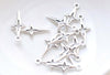 Antique Bronze/Silver Cut Out Four Pointed Star Tiny Charms 10x22mm Set of 50