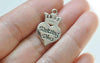 10 pcs of Antique Silver Heart Crown Charms 16x23mm