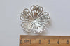 10 pcs Shiny Silver Five Petal Large Filigree Flower Bead Cap Embellishments 32mm