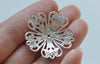 10 pcs Shiny Silver Five Petal Large Filigree Flower Bead Cap Embellishments 32mm