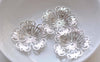 10 pcs Shiny Silver Five Petal Large Filigree Flower Bead Cap Embellishments 32mm