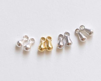 2 pcs 925 Sterling Silver Teardrop Charms Pendants Silver/Platinum/Gold