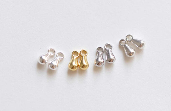 2 pcs 925 Sterling Silver Teardrop Charms Pendants Silver/Platinum/Gold