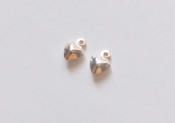 2 pcs Polished 925 Sterling Silver 3D Heart Charms 6mm