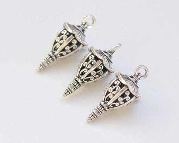 6 pcs of Antique Silver 3D Filigree Lantern Pendant Charms 11x31mm