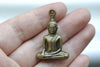 Sitting Buddha Pendants Antique Bronze Religious Charms 22x35mm Set of 5 A7107