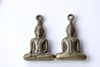Sitting Buddha Pendants Antique Bronze Religious Charms 22x35mm Set of 5 A7107
