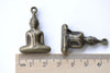 Sitting Buddha Pendants Antique Bronze Religious Charms 22x35mm Set of 5 A7107