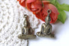 Sitting Buddha Pendants Antique Bronze Religious Charms 22x35mm Set of 5 A7107
