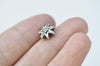 20 pcs Antique Silver Rondelle Flower Beads 9x9mm A5084