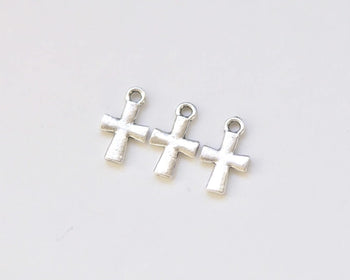 50 pcs of Antique Silver Small Cross Charms 8.5x14mm