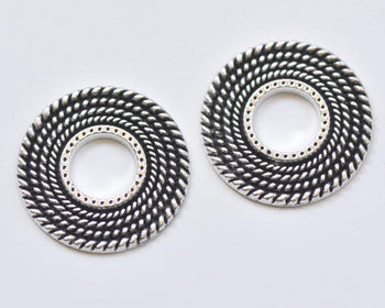 10 pcs Antique Silver Coiled Round Ring Pendant Charms 27mm