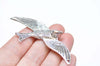10 pcs Antique Silver Swallow Bird Dove Charms Two Loops 38x72mm