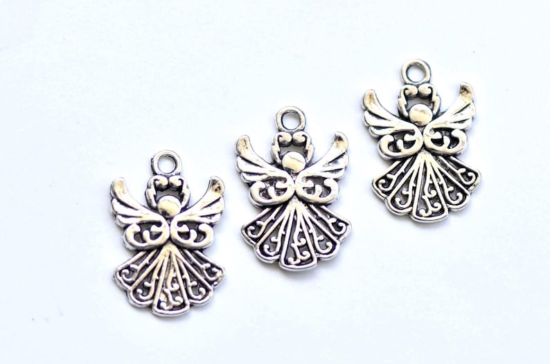 20 pcs of Antique Silver Angel Charms 14x20mm