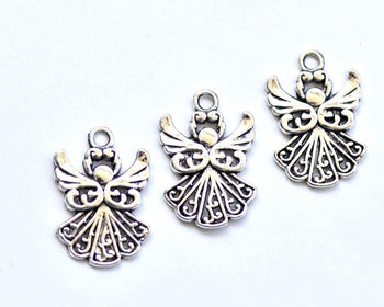 20 pcs of Antique Silver Angel Charms 14x20mm