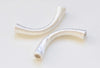 2 pcs S999 Sterling Silver Textured Curved Tubes 42mm