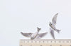10 pcs Antique Silver Swallow Bird Dove Charms Two Loops 38x72mm
