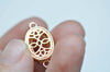 4 pcs Shiny Gold Tone Brass Oval Filigree Flower Base Settings Connector Match 10x14mm Cameo