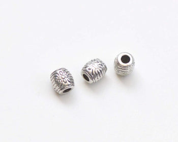 30 pcs of Antique Silver Filigree Flower Drum Beads 6mm