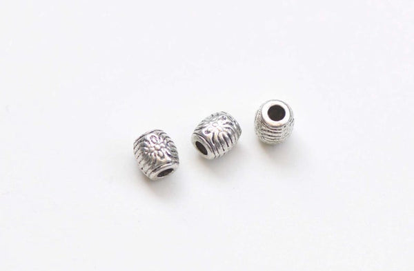 30 pcs of Antique Silver Filigree Flower Drum Beads 6mm