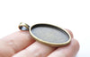 Antique Bronze/Silver Oval Pendant Tray Base Settings Bezel Blanks 20x30mm Set of 10