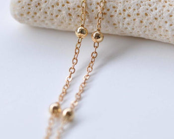 3.3ft (1m) Fancy Satellite Chain 18K Champagne Gold Plated Brass Ball Cable Chain
